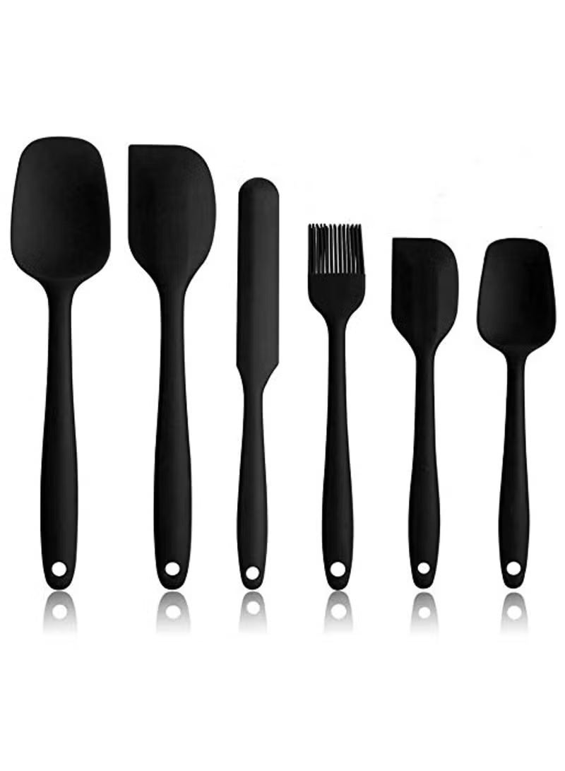 Silicone Spatula Set: 6-Piece Non-Stick Rubber Spatula Set Heat-Resistant Spatula Kitchen Utensils Set for Cooking Baking and Mixing - Image 1