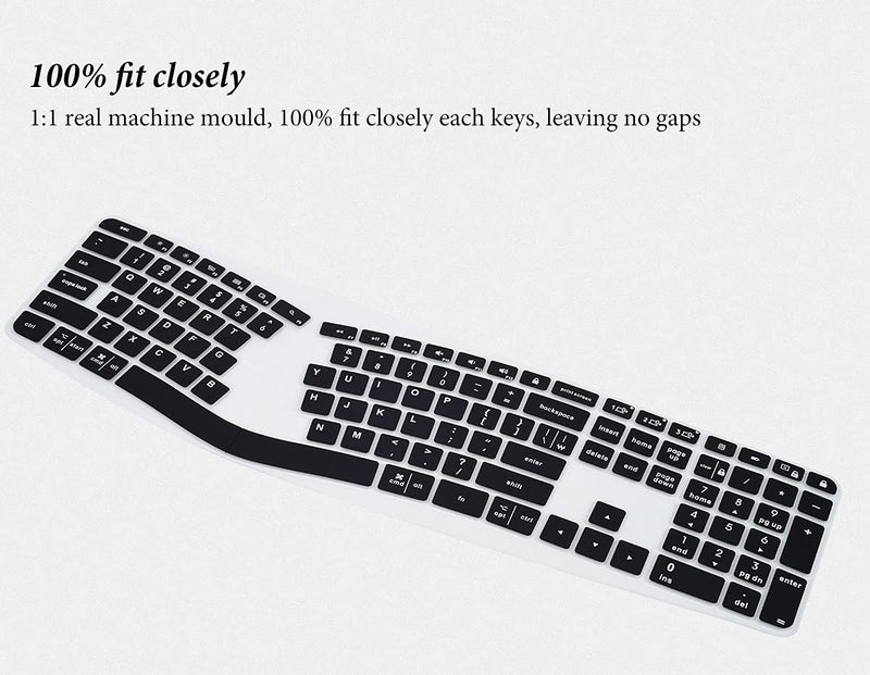 CASEDAO Keyboard Cover Skin for Logitech K860 Ergonomic Keyboard, Logitech Ergo K860 Wireless Ergonomic Keyboard Protector, K860 Split Keyboard Accessories-Black  - Image 2