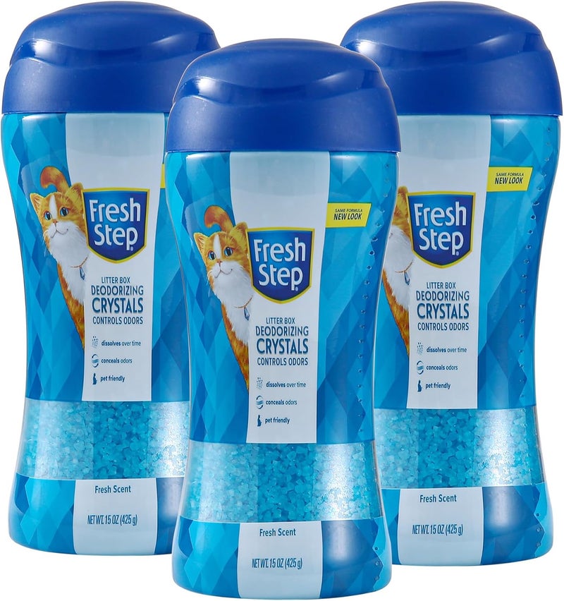 Fresh Step Cat Litter Crystals in Fresh Scent - Cat Litter Box Deodorizer - Combats Odors and Neutralizes Smells to Keep Your Home Clean, 15 Ounce - 3 Pack - Image 1