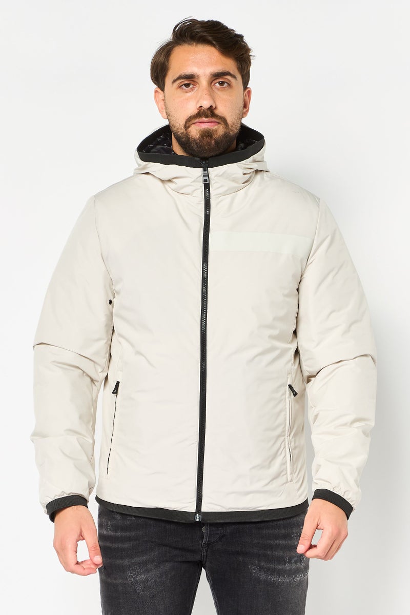 GEOX Men Reversible Renan Jacket, Cream - Image 1