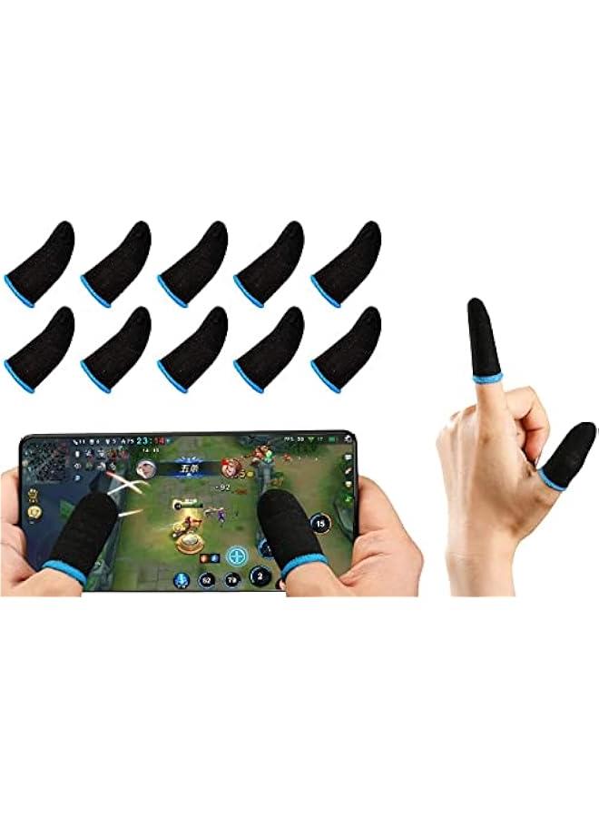 GENDA PUBG Mobile Phone Finger Sleeves for Gaming | Anti-Sweat Breathable Finger Sleeve Gloves for Gaming | Thumb Sleeves Mobile Gaming | Gamer Gloves | Pack of 10 (Blue) - Image 1