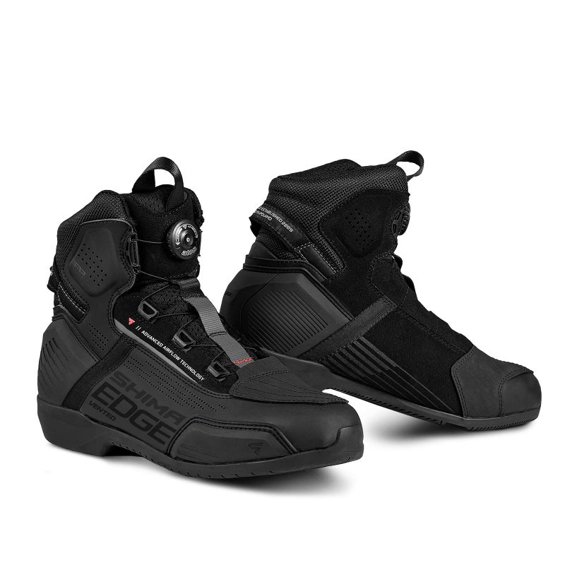 SHIMA Edge Vented Motorcycle Shoes for Men Breathable Reinforced Street Riding Shoes with ATOP Closure System Ankle Support AntiSlip Sole Gear Pad Black 115