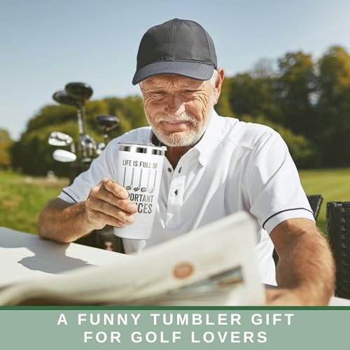 HUNIGIFT Golf Gifts for Men, Grandpa, Uncle, Golfer, Boss, Dad, Husband, Him, Boyfriend - Grandpa Uncle Gifts - Birthday, Christmas Gift for Golfers Men - 20 Oz Life Full Of Important Choices Tumbler - Image 4