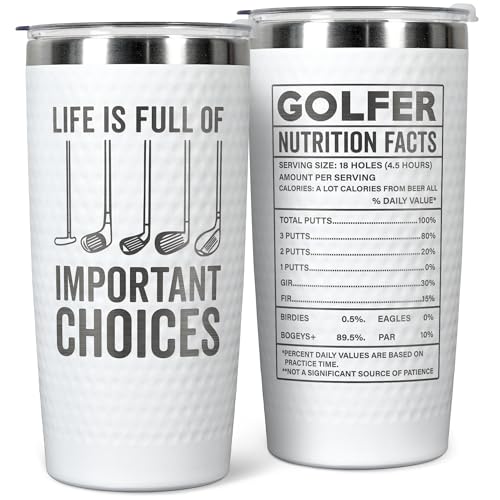HUNIGIFT Golf Gifts for Men, Grandpa, Uncle, Golfer, Boss, Dad, Husband, Him, Boyfriend - Grandpa Uncle Gifts - Birthday, Christmas Gift for Golfers Men - 20 Oz Life Full Of Important Choices Tumbler - Image 1