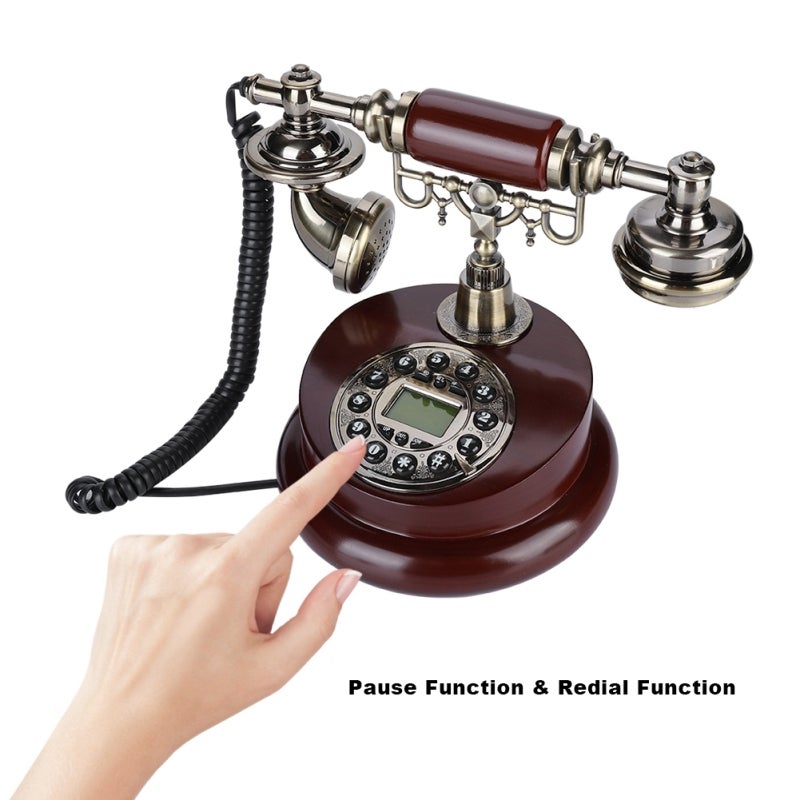 Retro Vintage Telephone: Wired Corded Line Powered Dual System FSK/DTMF, Anti-Slip Mat Stable Operation - Redial Pause Functions, Landline Telephone for Home Hotel Office Desktop - Image 5