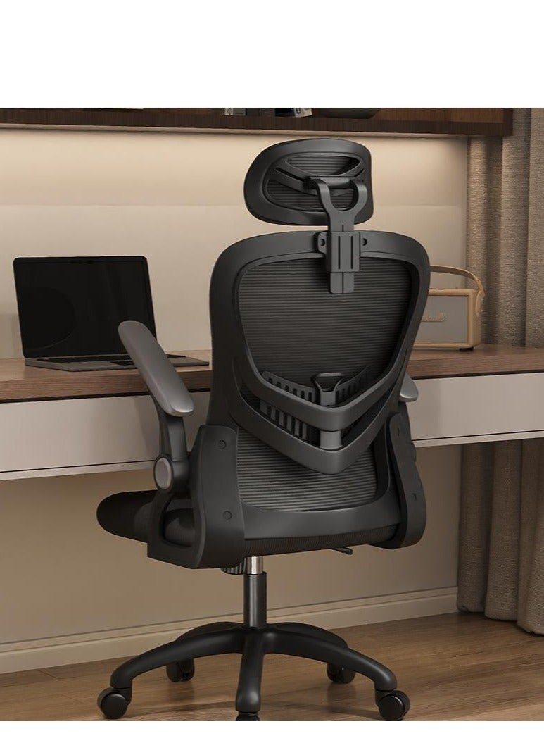 Ergonomic Office Chair, Computer Gaming Chair with Mesh Lumbar and Armrests Support, Height Adjustable Desk Swivel Seat with Wheels for Home Office Desk Study Working Gaming (Black，V3) - Image 2