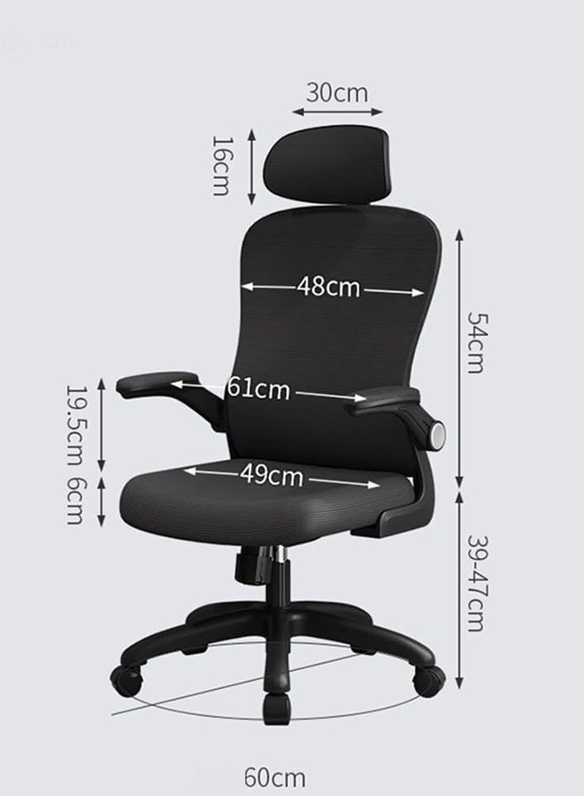 Ergonomic Office Chair, Computer Gaming Chair with Mesh Lumbar and Armrests Support, Height Adjustable Desk Swivel Seat with Wheels for Home Office Desk Study Working Gaming (Black，V3) - Image 3