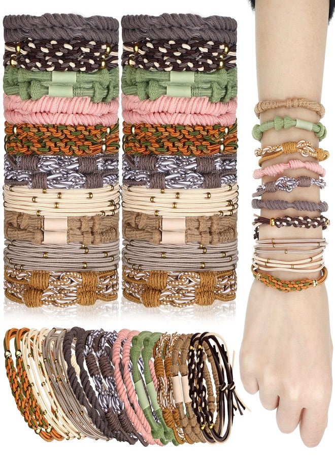 Giegxin 40 Pcs Boho Hair Ties for Women - 10 Styles Cute Elastic Ponytail Holders, Bracelets, and Soft Bands for Thin, Long, Curly Hair - 10 Bright Colors - Image 1