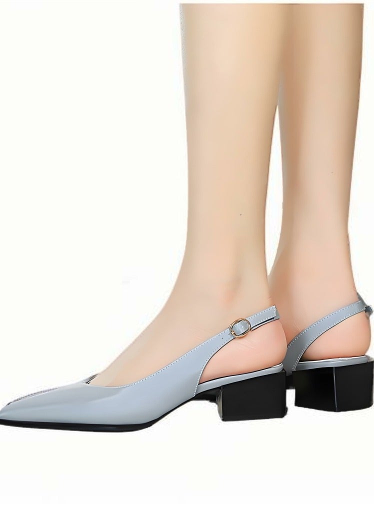 بيج تري أحذية الكعب منخفضة الكتلة للمرأة مع حزام الكاحل مغلق صنادل إصبع القدم المحددة السماء الأزرق - Image 5