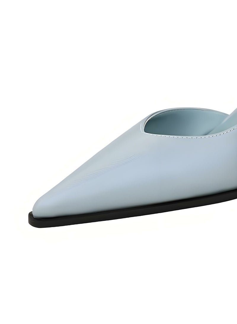 بيج تري أحذية الكعب منخفضة الكتلة للمرأة مع حزام الكاحل مغلق صنادل إصبع القدم المحددة السماء الأزرق - Image 3