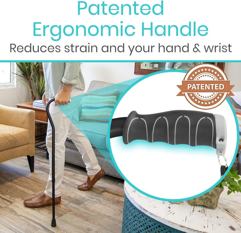 Vive Walking Cane for Women Men Elderly  Patented Offset Grip  Lightweight Adjustable Walking Aid with a NonSlip Tip  Sturdy Balancing Mobility Aid for Seniors - Image 3