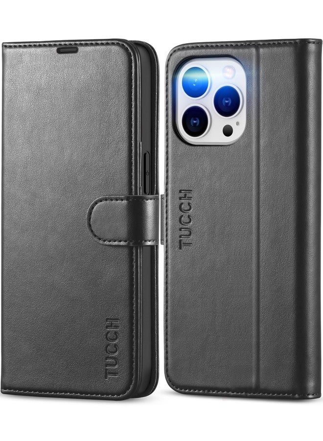 TUCCH Case for iPhone 13 Pro Wallet Case, Protective [TPU Shockproof Inner Shell], PU Leather [RFID Blocking] Card Holder Magnetic Stand Folio Cover Compatible with iPhone 13 Pro 6.1-inch 2021, Black - Image 1