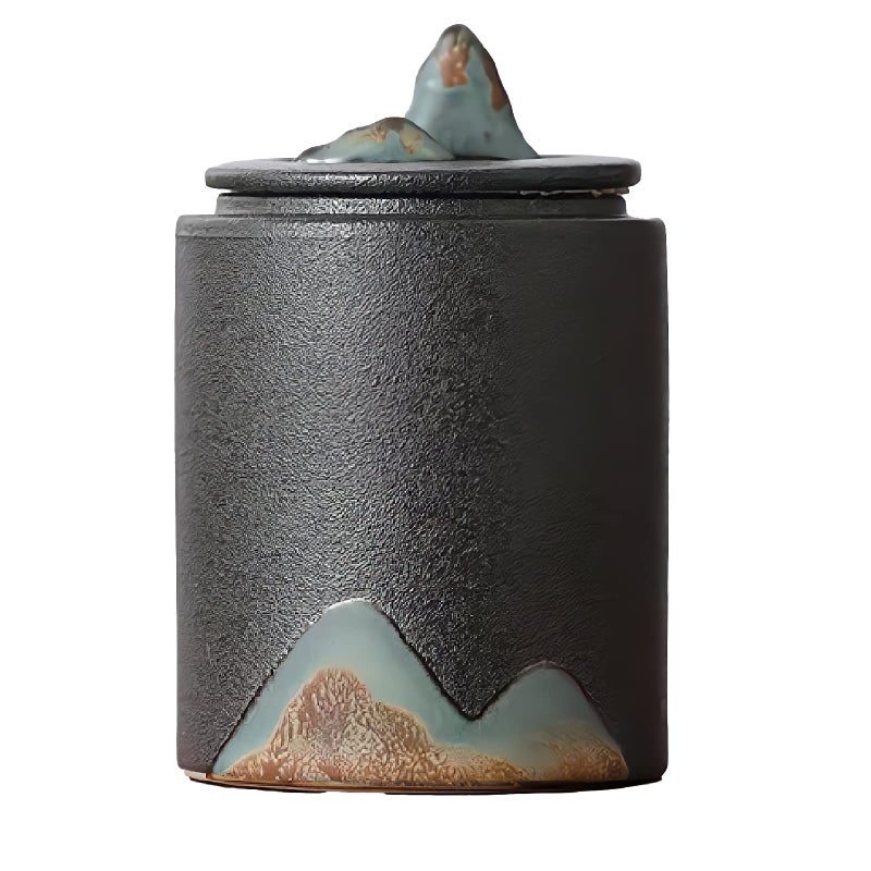 NS Online Black Small Urn Ashes Keepsake 35 inches Ceramics Sharing Small Mountain Urn Capacity 10 Cubic inches Memorial urn for Human Pets Qnty 1