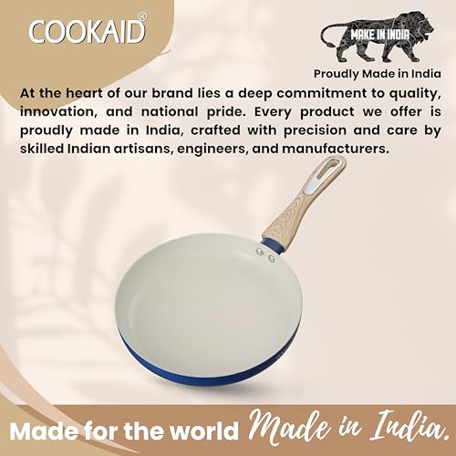COOKAID Ceramic Frying Pan 1.5 Litre 24cm | Velora Fry Pan Non Stick Coating | Aluminium OmlettePan Steel Cookware Fish-Pan for Cooking | Cooktops Home/Kitchen FryPans | ISI Certified | Easy to Clean - Image 5