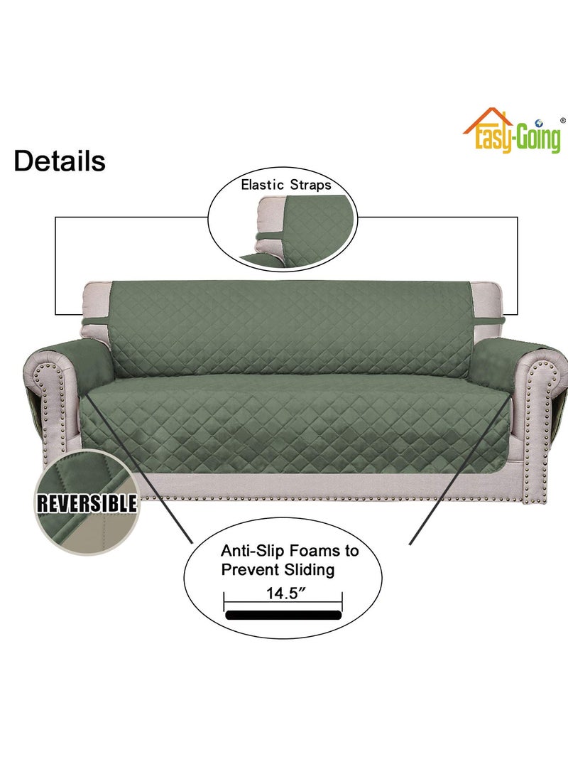 Easy-Going - Easy-Going Sofa Slipcover Reversible Sofa Cover Furniture Protector Couch Shield Water Resistant Elastic Straps PetsÃ‚ KidsÃ‚ ChildrenÃ‚ DogÃ‚ CatÃ‚ (Sofa,Ã‚ Greyish Green/Beige) - Image 1