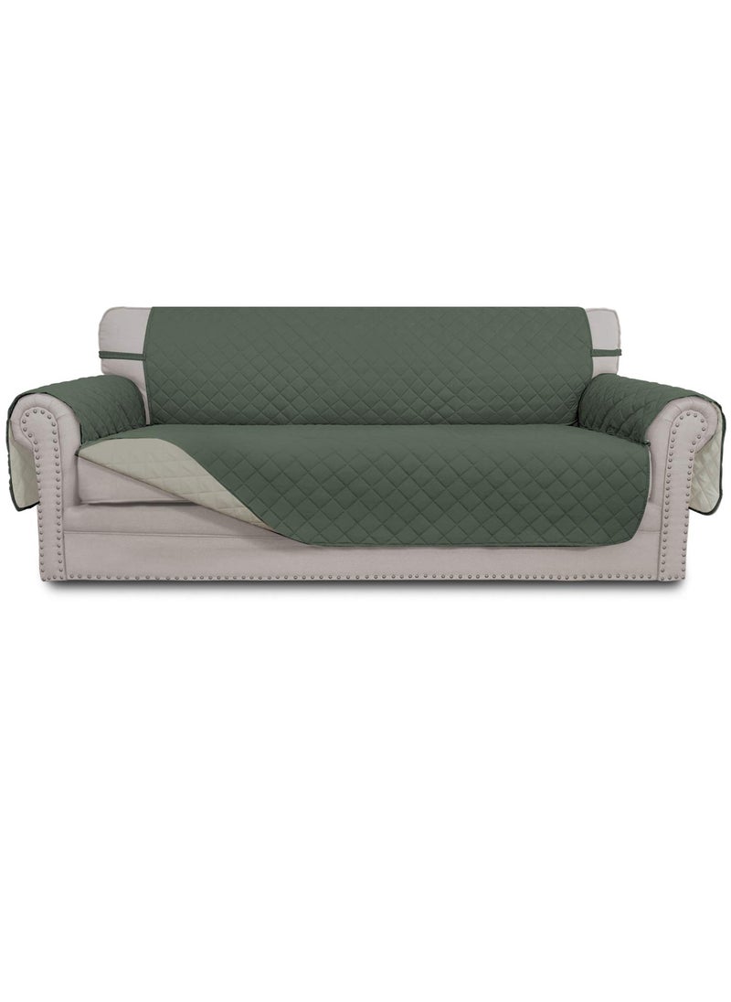 Easy-Going - Easy-Going Sofa Slipcover Reversible Sofa Cover Furniture Protector Couch Shield Water Resistant Elastic Straps PetsÃ‚ KidsÃ‚ ChildrenÃ‚ DogÃ‚ CatÃ‚ (Sofa,Ã‚ Greyish Green/Beige) - Image 1