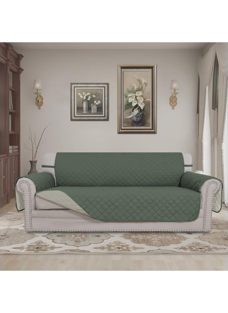 Easy-Going - Easy-Going Sofa Slipcover Reversible Sofa Cover Furniture Protector Couch Shield Water Resistant Elastic Straps PetsÃ‚ KidsÃ‚ ChildrenÃ‚ DogÃ‚ CatÃ‚ (Sofa,Ã‚ Greyish Green/Beige) - Image 1
