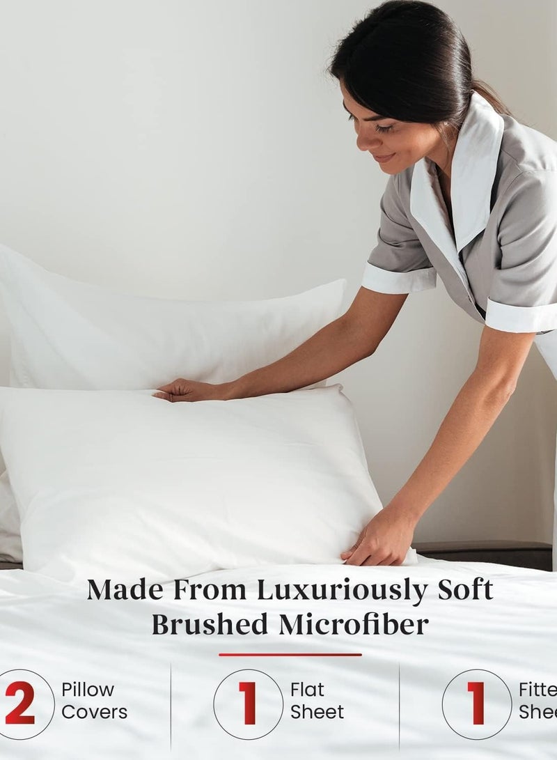 USTIDE Lightweight Super Soft Easy Care Microfiber 4-Piece Bed Sheet Set with 35.56 CM Deep Pockets, King, - Image 3