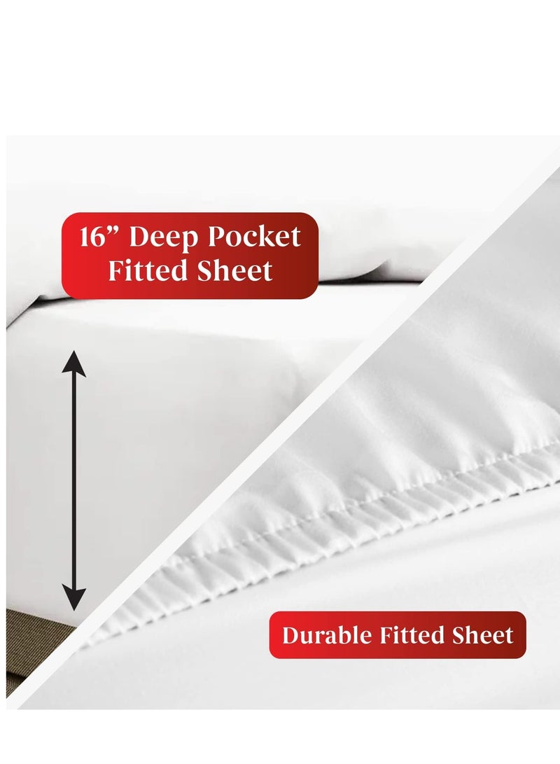 USTIDE Lightweight Super Soft Easy Care Microfiber 4-Piece Bed Sheet Set with 35.56 CM Deep Pockets, King, - Image 4