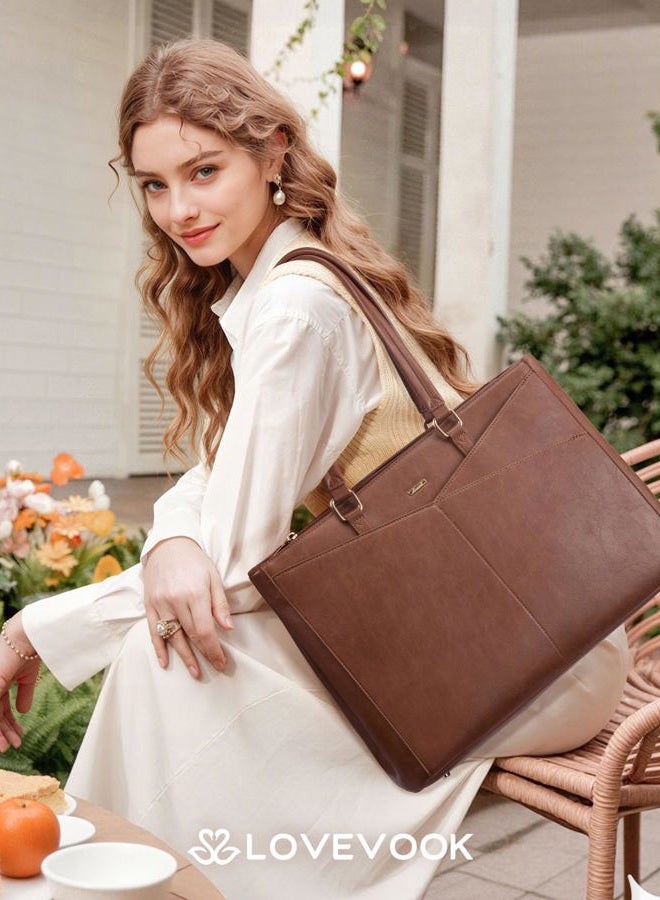 Lovevook حقيبة غداء للنساء، حقيبة لابتوب للعمل مع قسم غداء معزول 15.6 بوصة 2 في 1 حقيبة غداء بسعة كبيرة لحقيبة الكمبيوتر للعمل، المعلم، الممرضة، المكتب، غير رسمي - Image 2