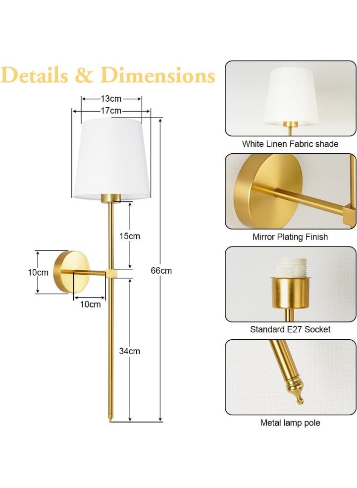 WALALLA Battery Operated Wall Sconce Set of 2,Gold Rechargeable Wall Lights with Dimmable Detachable Bulbs and Remote,10 Colors Wireless Sconces for Bedroom Living Room Hallway - Image 3