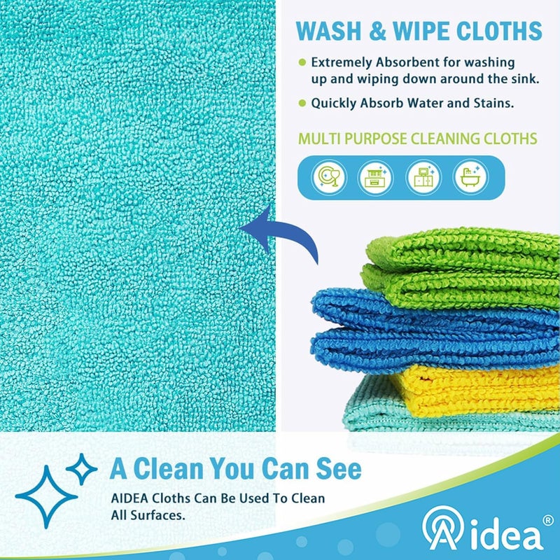 AIDEA Microfiber Cleaning Cloths - All-Purpose, Highly Absorbent, Lint Free, 12 Pack (12in x 12in) - Image 2