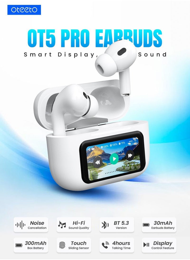 Oteeto Oteeto OT5 Pro Wireless Eabuds With Smart Diplay Hi-Fi Sound Quality and Noise Cancellation Designed For Android Mobiles and Tablets  - Image 5