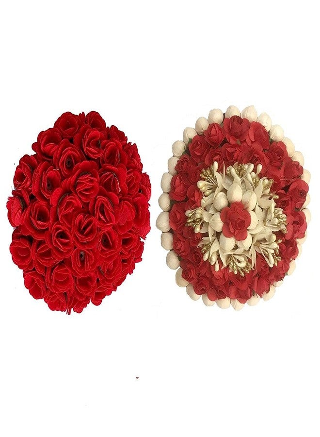 Arooman™ Artificial Flower Juda Hair Gajra/Hair Bun for Girls Hair Styling, Hair Accessories Color-Red,Pack_02 M12190976 - Image 2