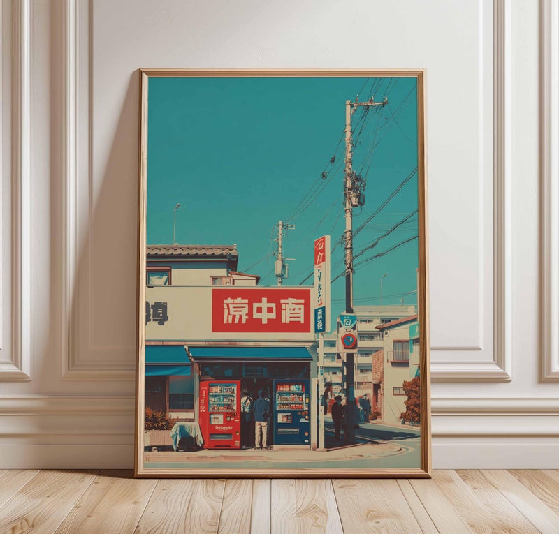 TNESSENTIAL Tokyo Street Poster, Japan Travel Poster, Japanese Vending Machine Art, Retro Tokyo Wall Print, Urban Japan Poster, Aesthetic City Decor - Image 1