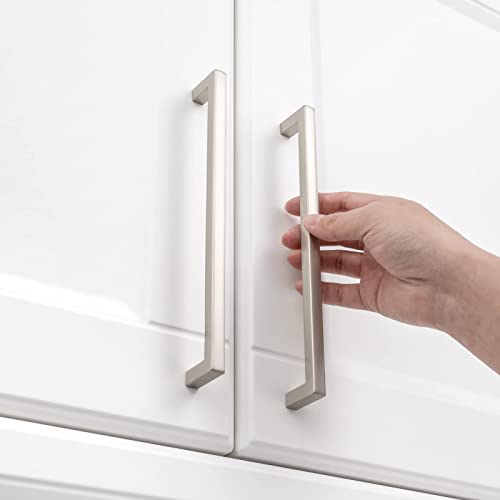 KOOFIZO Solid Square Bar Cabinet Handle - Brushed Nickel Furniture Pull, 7.6 Inch/192mm Screwhole Distance, Pack of 5 for Kitchen Cupboard Door, Bedroom Dresser Drawer, Bathroom Wardrobe Hardware - Image 3