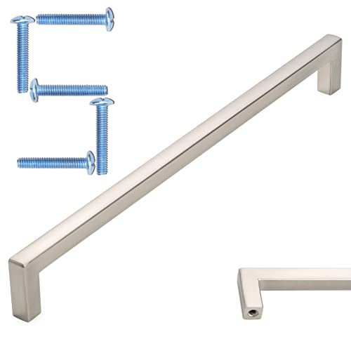 KOOFIZO Solid Square Bar Cabinet Handle - Brushed Nickel Furniture Pull, 7.6 Inch/192mm Screwhole Distance, Pack of 5 for Kitchen Cupboard Door, Bedroom Dresser Drawer, Bathroom Wardrobe Hardware - Image 1