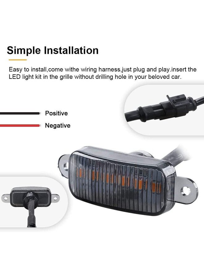 12W 4-LED Amber Front Grille Lights for Car SUV F-150 Raptor 2014-2021 Waterproof LED Grille Warning Lights Front Bumper /4pcs - Image 3