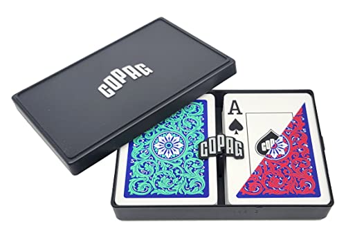 Copag 1546 Neoteric Design 100 Plastic Playing Cards Poker Size Standard GreenRed Jumbo Index 1 Set - Image 1
