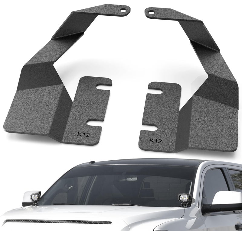 YZONA A-Pillar Hood Hinges Ditch Light Bracket Compatible with 2009 2010 2011 2012 2013 Toyota Tundra, Mount Lighting Brackets for Auxiliary Off Road LED Work Pod Light (2PCS, Black) - Image 1