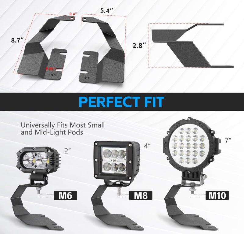 YZONA A-Pillar Hood Hinges Ditch Light Bracket Compatible with 2009 2010 2011 2012 2013 Toyota Tundra, Mount Lighting Brackets for Auxiliary Off Road LED Work Pod Light (2PCS, Black) - Image 3