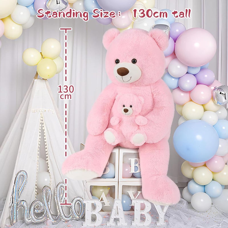 MorisMos 130 cm Giant Teddy Cuddly Toy XXL with Small Bear, Large Teddy Bear Plush Bear Fabric Bear, Birthday Girlfriend Girls Women - Image 3