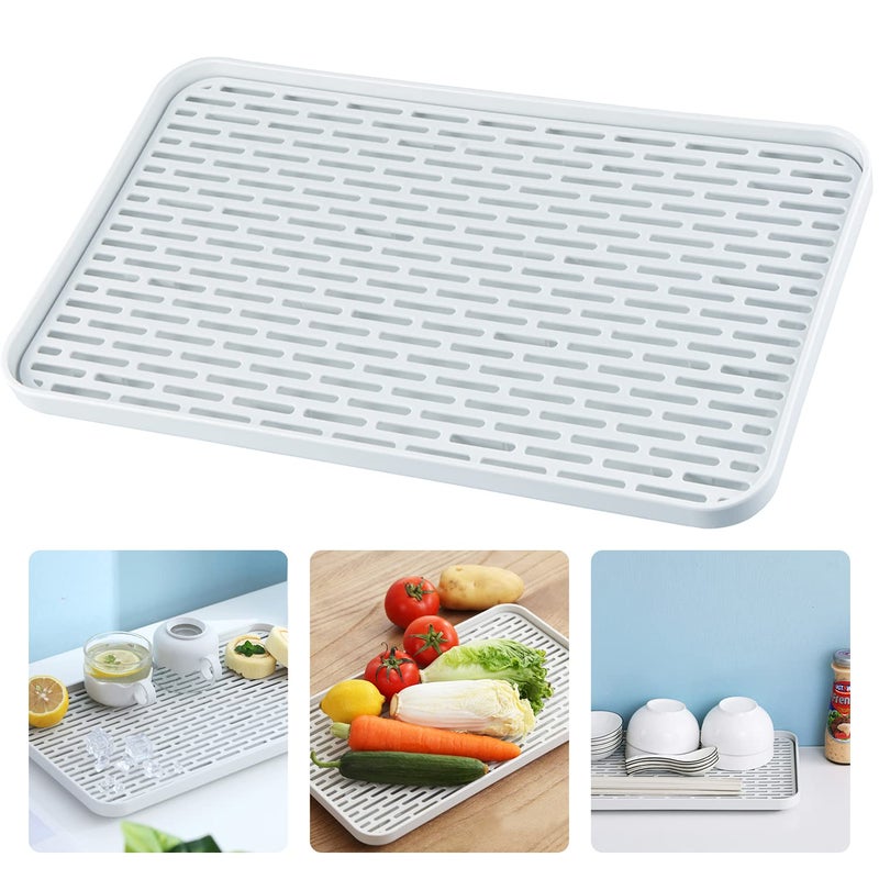 SOSMAR Drainer with Drip Tray  Dish Drain Board  Water Collection Drying Tray Trivet for Fruit Mug Utensils Bathroom Accessories Coffee and Tea 39 x 225cm Grey