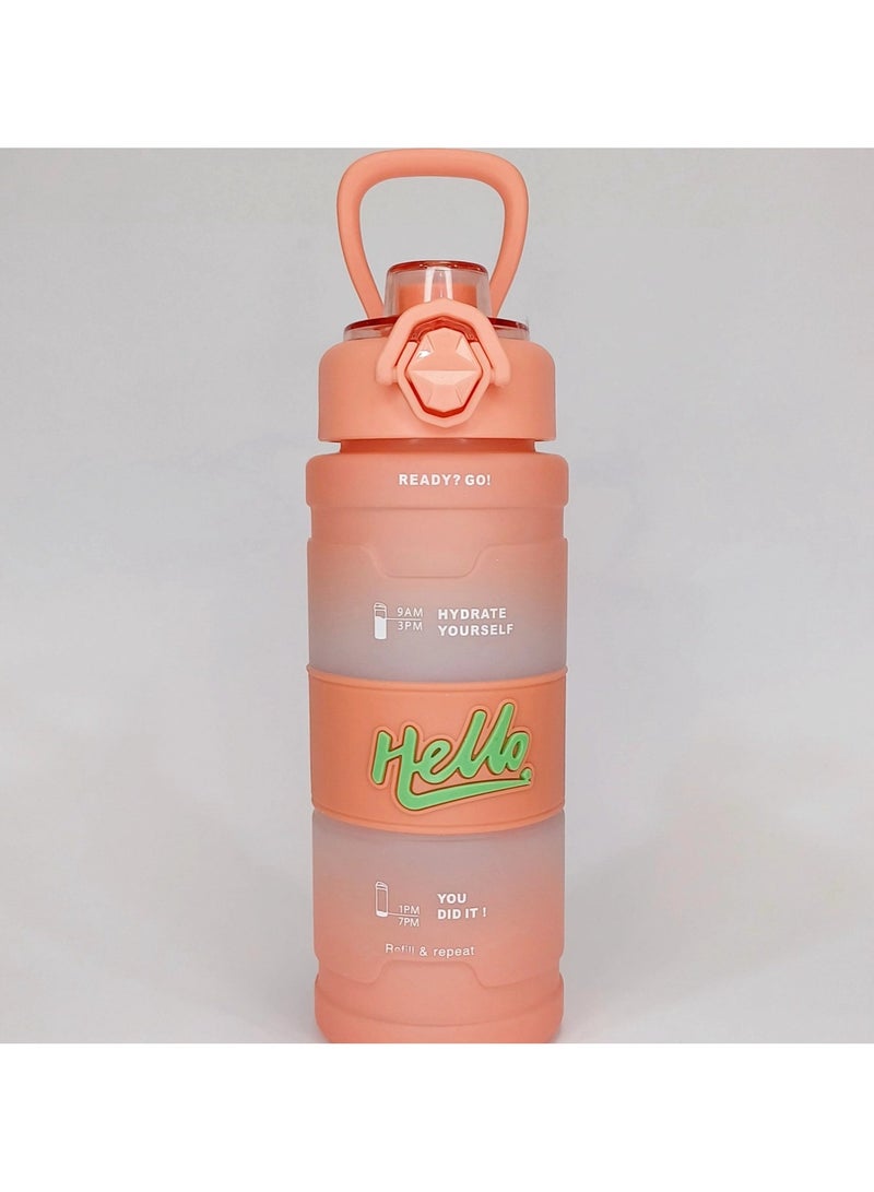 Generic HELLO 800ml Frosted Sports Water Bottle – Portable Outdoor Cup with Strap | Leak-Proof & BPA-Free for Summer, Travel, and Fitness  - Image 2