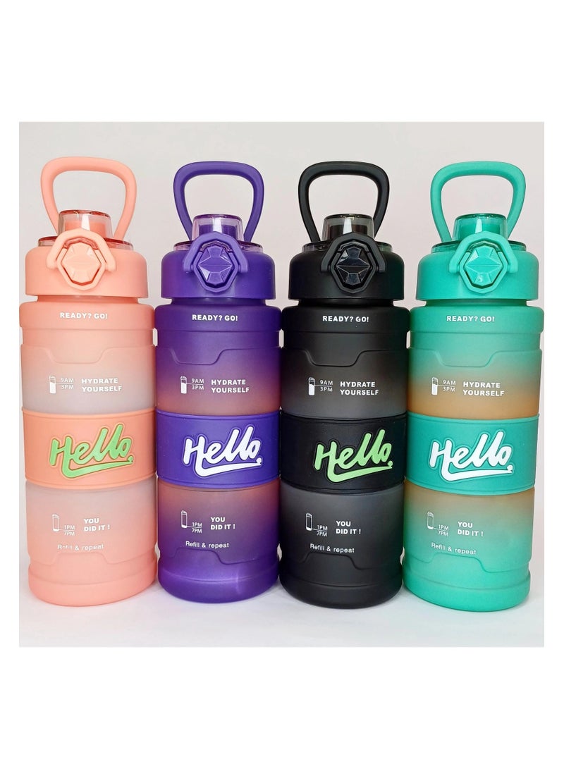 Generic HELLO 800ml Frosted Sports Water Bottle – Portable Outdoor Cup with Strap | Leak-Proof & BPA-Free for Summer, Travel, and Fitness  - Image 3