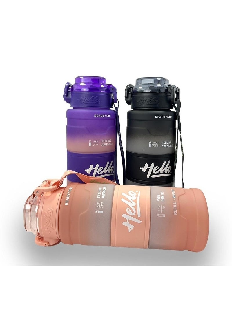 Generic HELLO 800ml Frosted Sports Water Bottle – Portable Outdoor Cup with Strap | Leak-Proof & BPA-Free for Summer, Travel, and Fitness  - Image 4