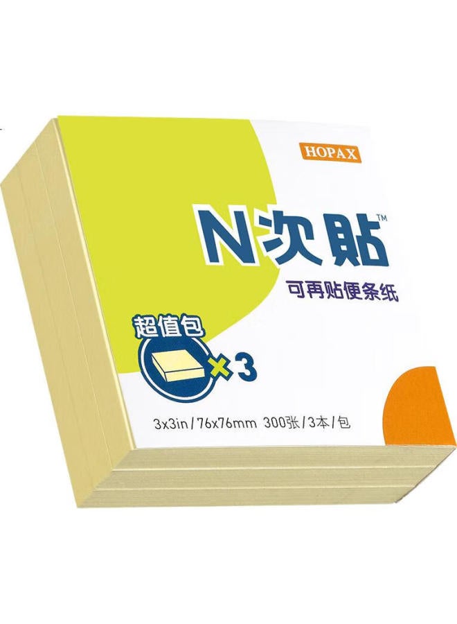 Stickn (Stickn) 32013 Reusable Sticky Notes / Post-It Notes / Memo Pads (76*76Mm) 3-Pack - Image 1