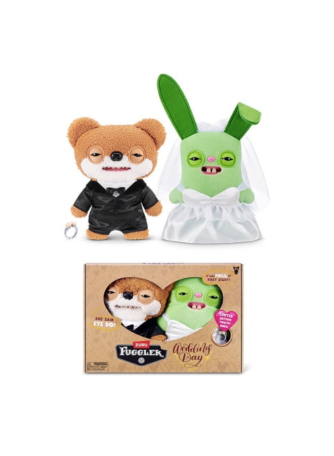 Fuggler Wedding Fuggs 9-Inch Plush 2-Pack by ZURU – Funny Ugly Monster Stuffed Animals with Human-Like Teeth & Tooth Ring, Collectible Plush for Kids, Tweens, Teens & Adult Fans - Image 2