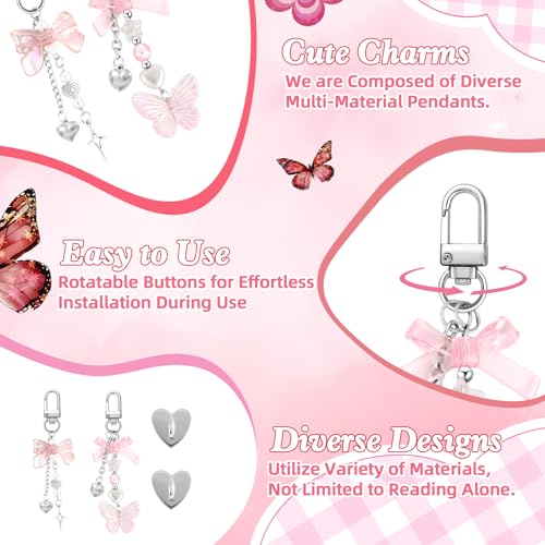 Tmtains 6Pcs Inserts Cardstock for Kindle Paperwhite Clear Case 2Pcs E-reader Charms Bracelets Decor for Women Reader Booklovers Pink Theme Back Cover Inserts for Kindle 11-12th Generation (6.8"x4.8") - Image 4