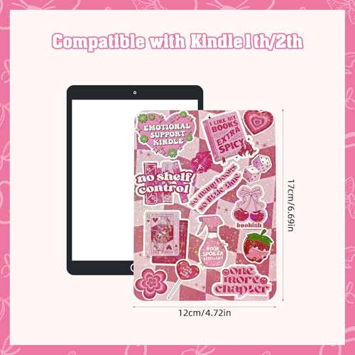 Tmtains 6Pcs Inserts Cardstock for Kindle Paperwhite Clear Case 2Pcs E-reader Charms Bracelets Decor for Women Reader Booklovers Pink Theme Back Cover Inserts for Kindle 11-12th Generation (6.8"x4.8") - Image 2