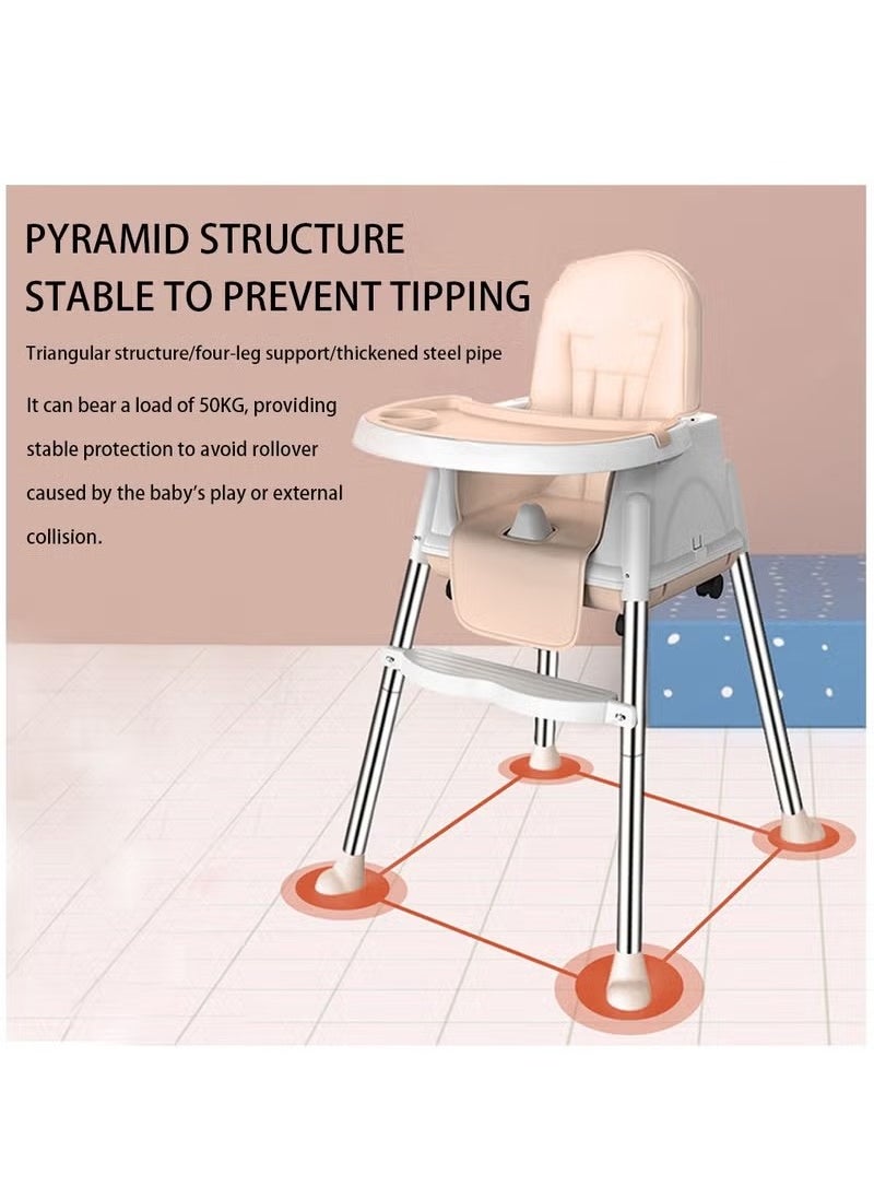 Gonice Baby High Chair High Chairs for Babies and Toddlers Harness Foldable High Chair for Space-Saving Adjustable Dining Tray Backrest & Height Easy to Clean Surface  - Image 3