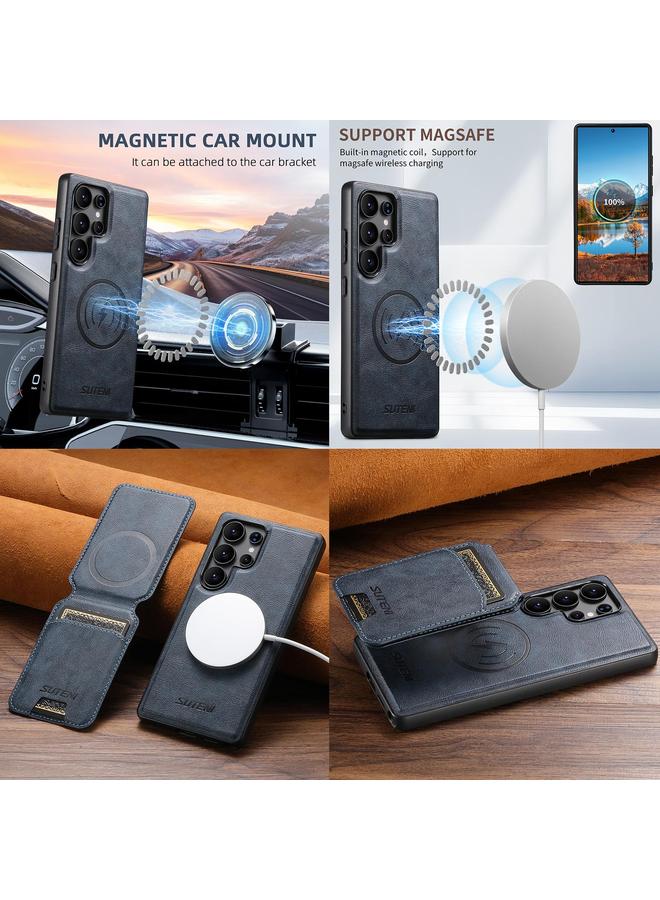 Suteni Case For Samsung Galaxy S22 Ultra 5G M5 Magnetic Card Bag MagSafe Leather Phone Case - Image 5