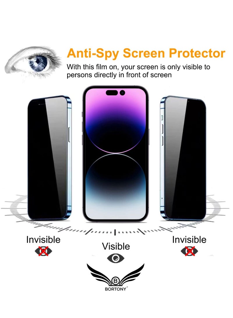 BORTONY Privacy Screen Protector Compatible with 14 Pro Max Privacy 9H Hardness Anti-scratch Anti-spy Tempered Glass Film for Apple iPhone 14 Pro Max - Image 2