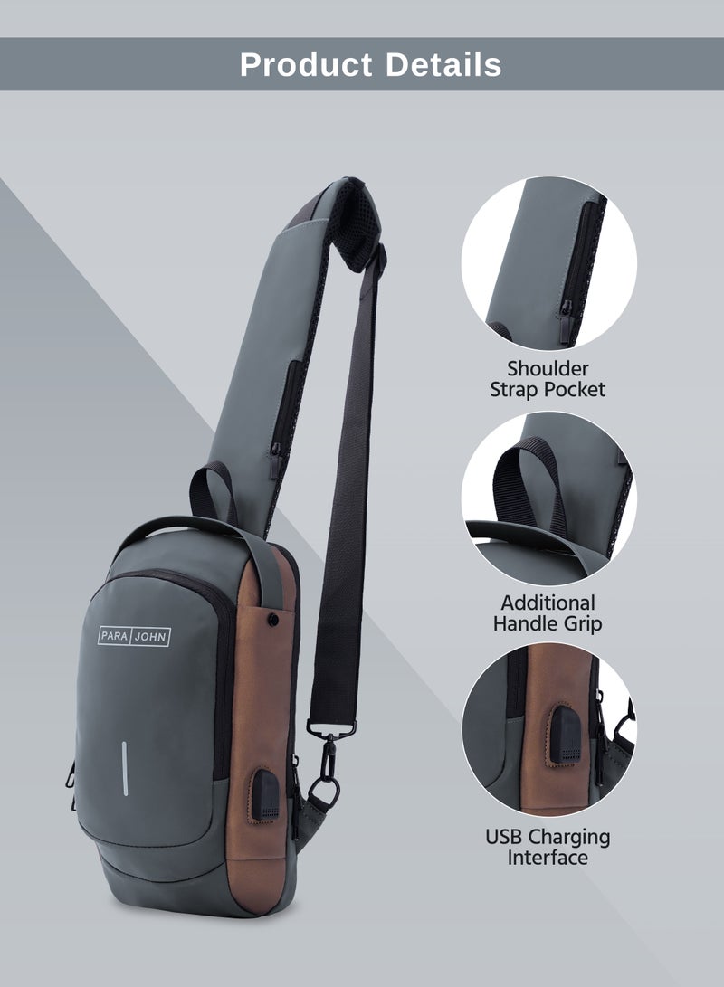 PARAJOHN Parajohn Anti theft Crossbody Sling bag,Shoulder Backpack,Lightweight Chest Daypack with USB Charging Port  - Image 5