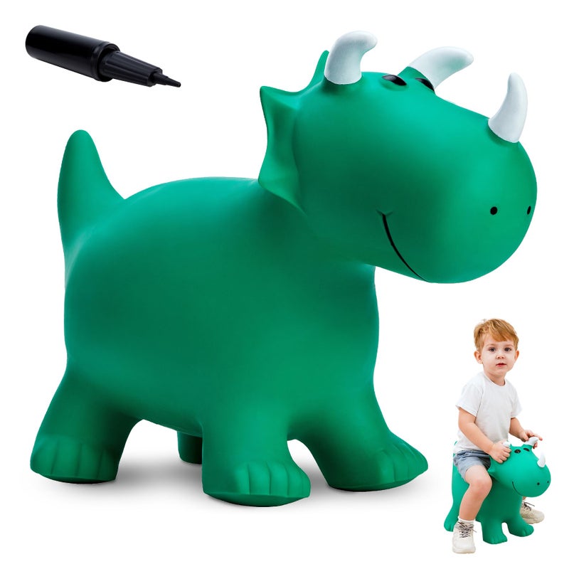 EVERICH TOY Kids Dinosaur Bouncy Animal Toys Inflatable Triceratops Bouncer Ride on Bounce Hopper Indoor Outdoor Activity Birthday Gift for 18 Months 2 3 4 Years Old Boys