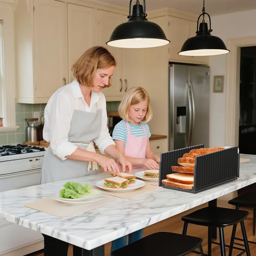 Honbuty Bread Slicer for Homemade Breads , Adjustable Thickness Slicing Guide , Foldable Portable Bread Cutter Suitability for Homemade Breads, Bagel ,Cakes - Kitchen Gadget, Baking Tool & Gifts for Mom Dad - Image 3